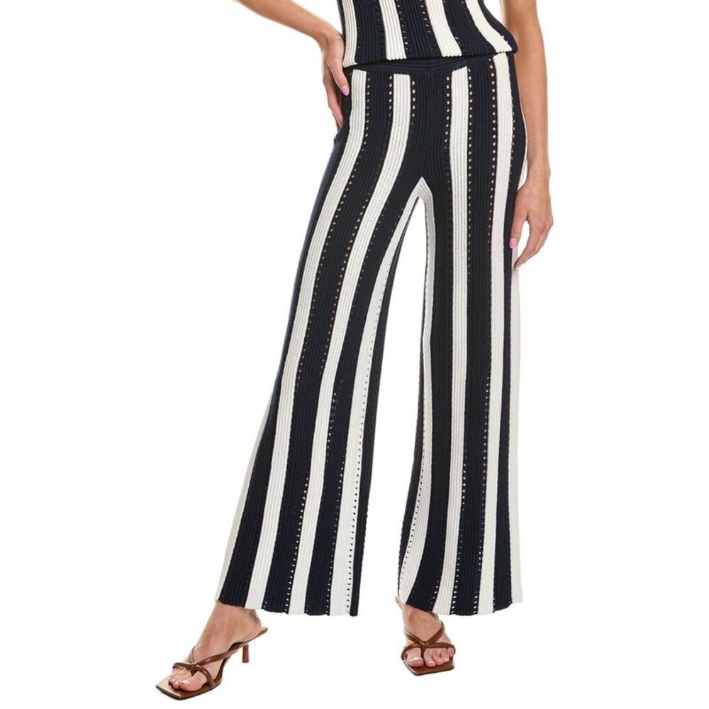 Rowing Blazers Womens  Knit Stripe Wool-Blend Pant, Navy